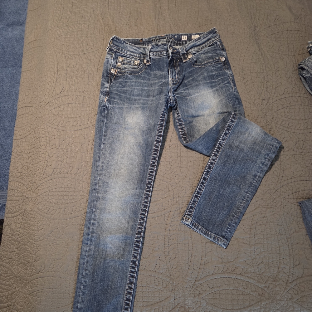 Miss Me Women's Signature Skinny Faded Blue Jeans